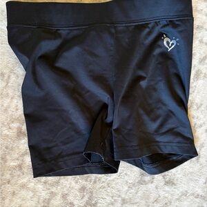 Justice Black Bike Shorts with Heart Detail
